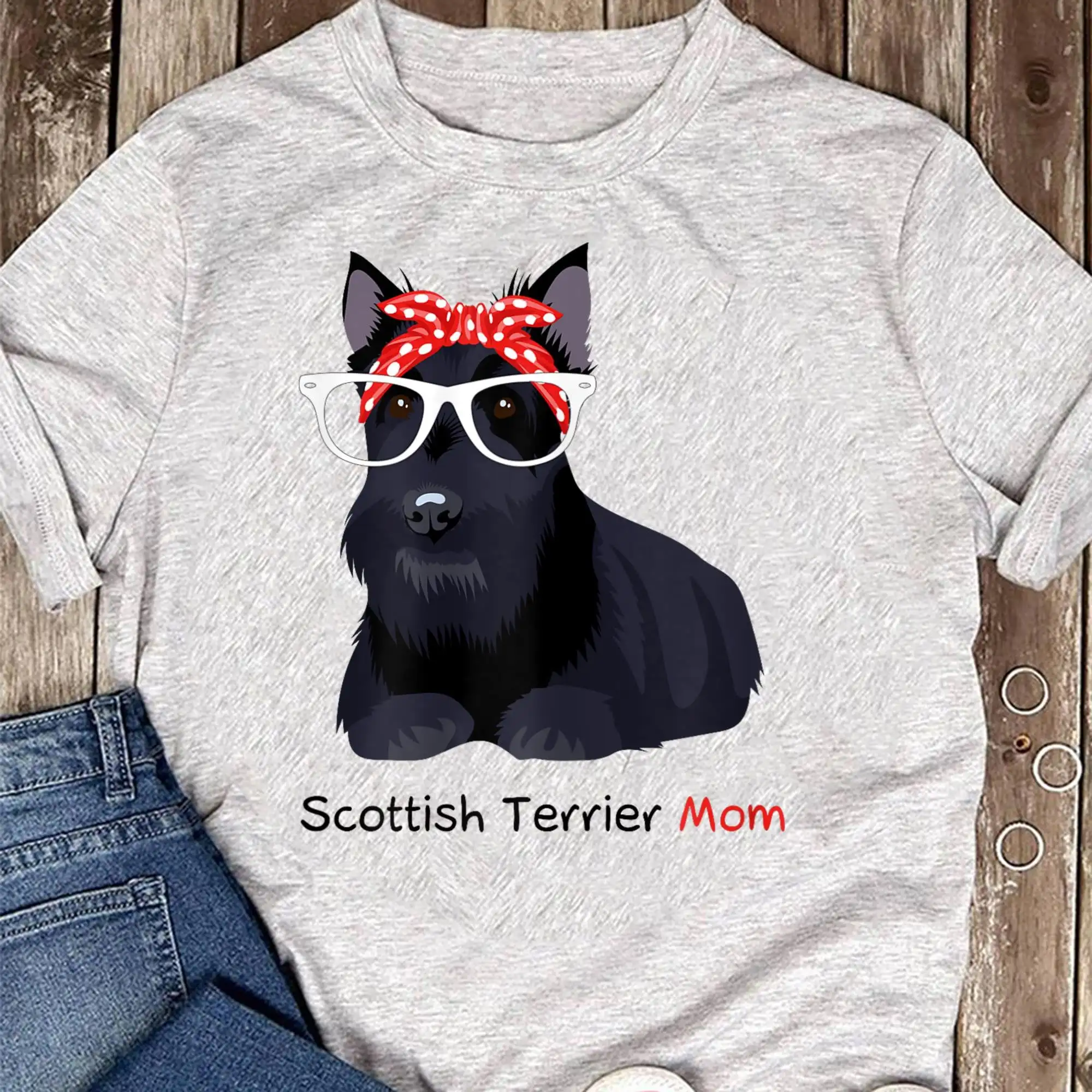 Scottish Terrier Mom Bandana Womens Scottie Dog T Shirt for Lovers Funny Mother's Day