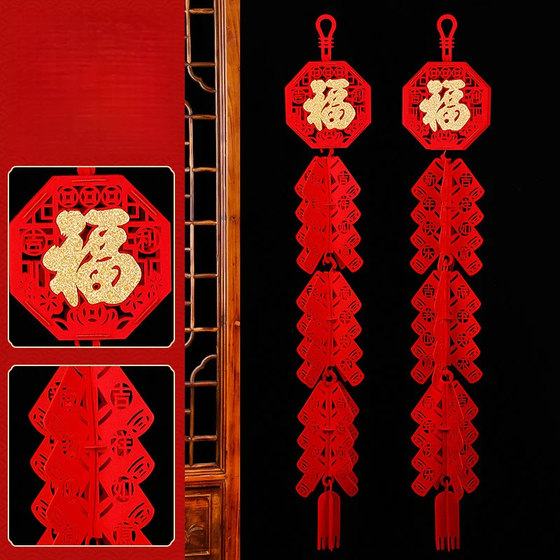2026 Year of The Horse Spring Festival Firecracker Pendant Chinese New Year Lucky Character Pendant Home Store Decoration Gift