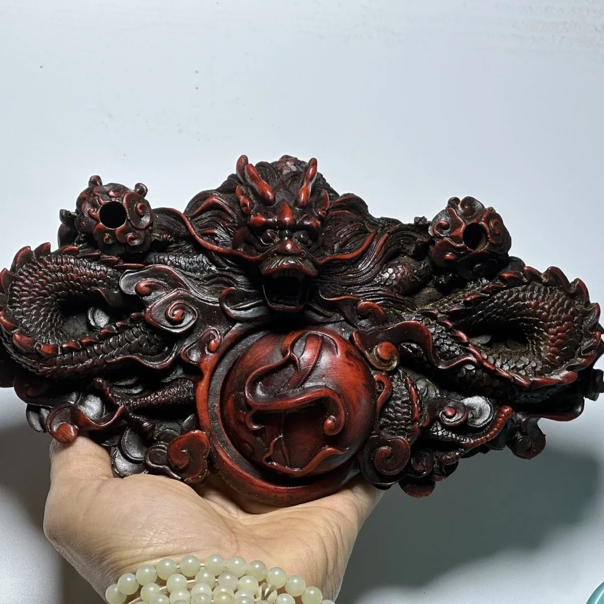 Han Dynasty Style Jade Dragon Inkstone Antique Carving Collectible Ornament