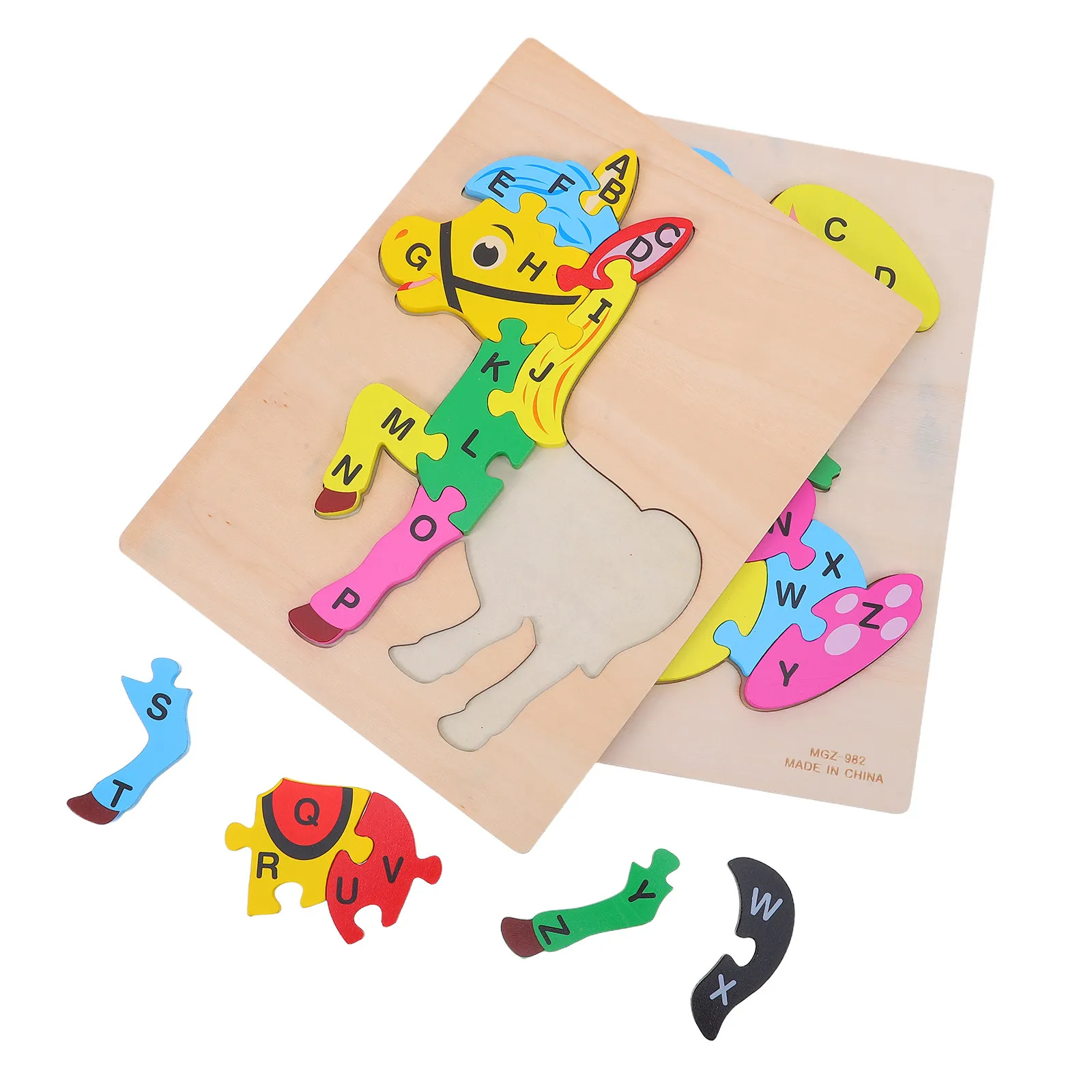 2pcs-wood-alphabet-animal-puzzle-board-early-education-preschool-montessori-letter-matching-horse-rabbit-learning-set