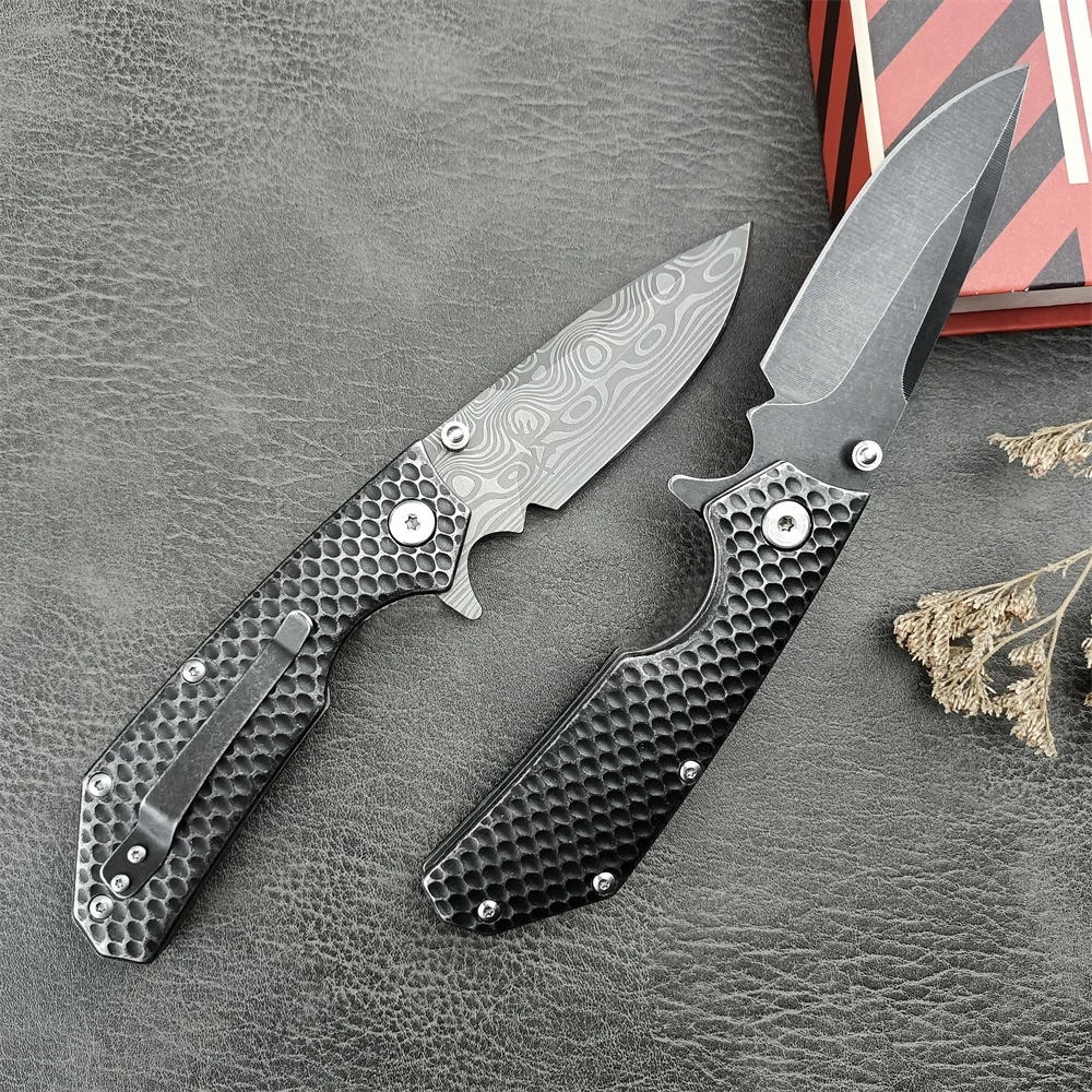 

Pocket Folding Knife 5Cr13Mov Blade 420 Steel Patterned Handle Assisted Opening Hunting Knife Outdoor Camping Survival Tool