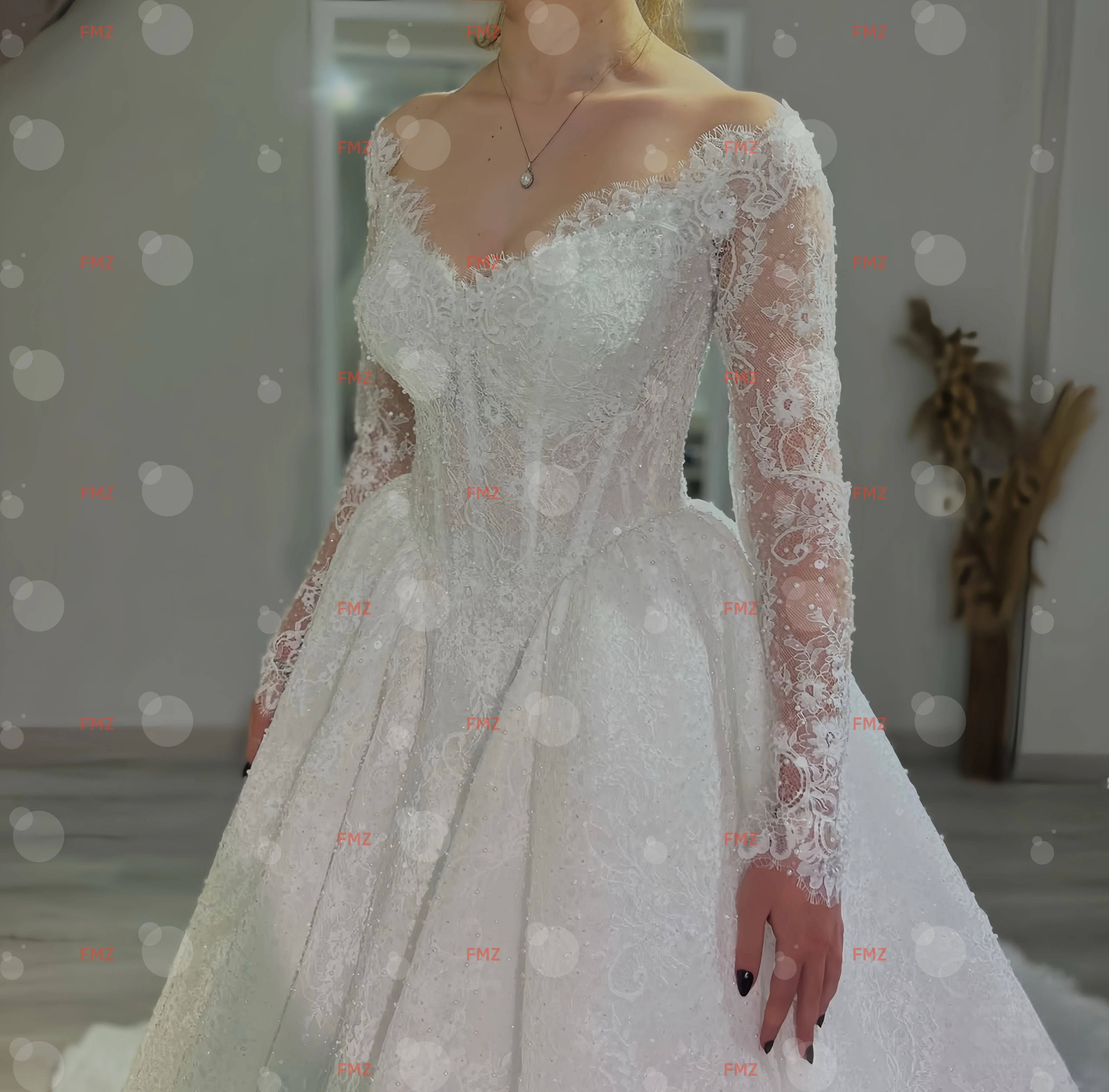 Бальное платье с милым воротником и длинными рукавами по индивидуальному заказу, элегантное кружевное свадебное платье, платья de novia amanda novias amanda novias, официальное