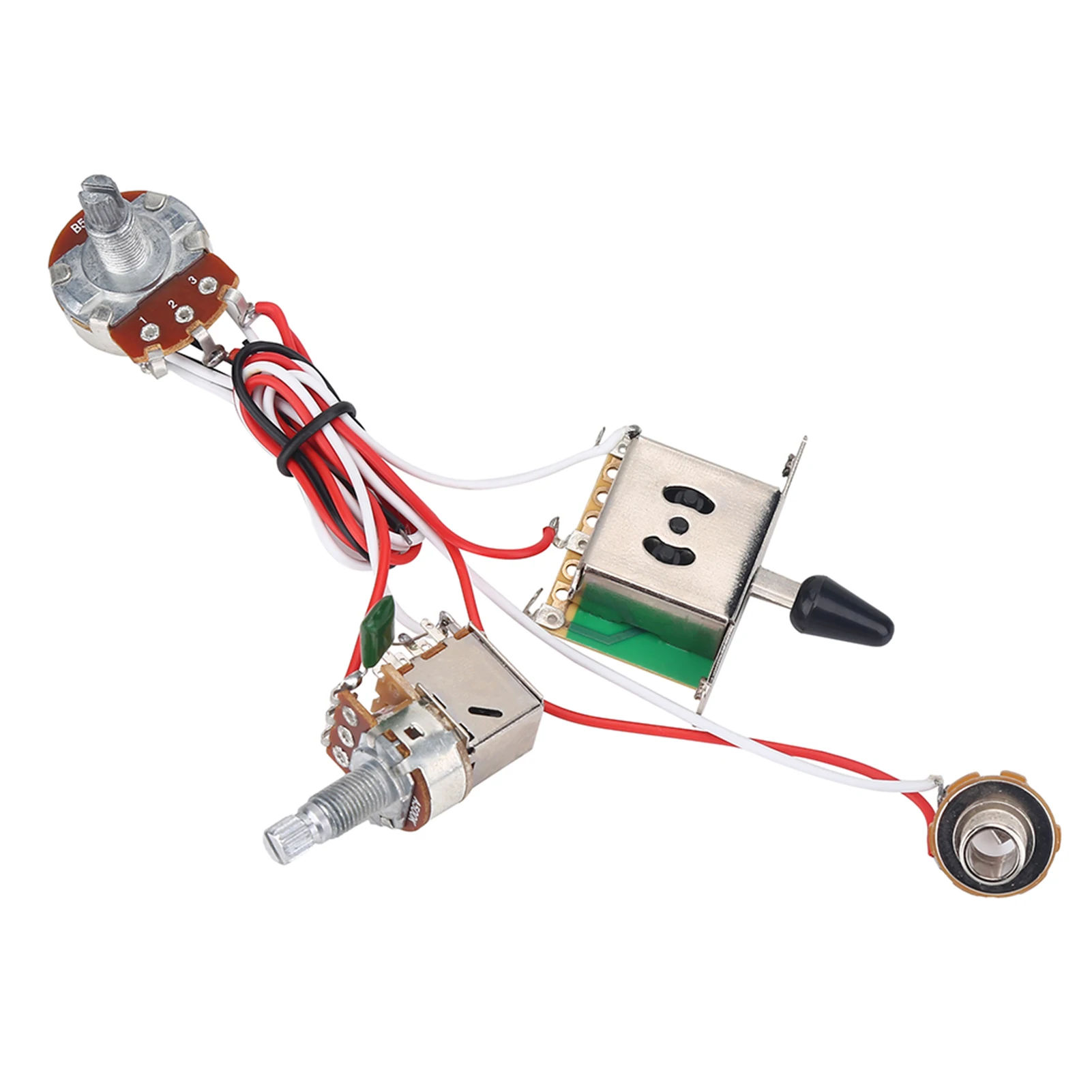 Electric Guitar Metallic Wiring Harness Prewired Kit 3 Way Switch Pots Set A500K Switch Wiring
