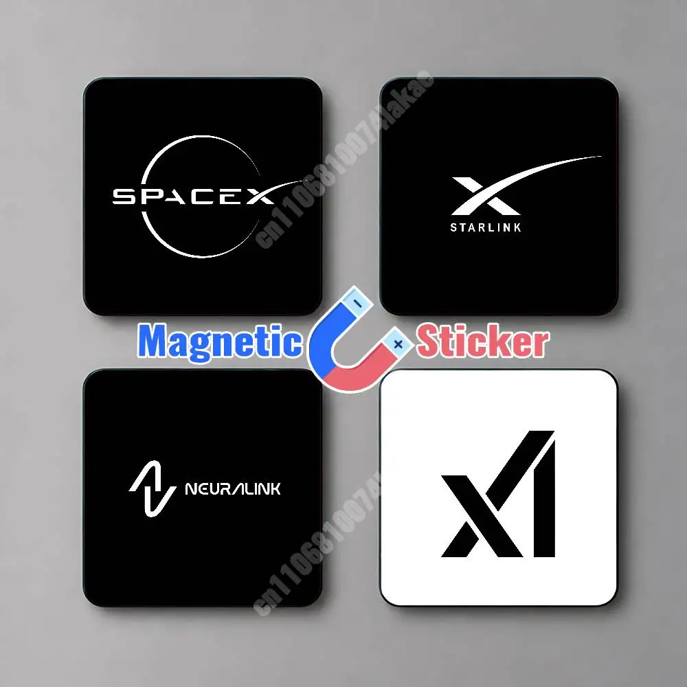 AI Geek Elon Musk SpaceX Space X Magnetic Sticker Reflective Fridge Decal for Metal Surfaces Magnet Sign