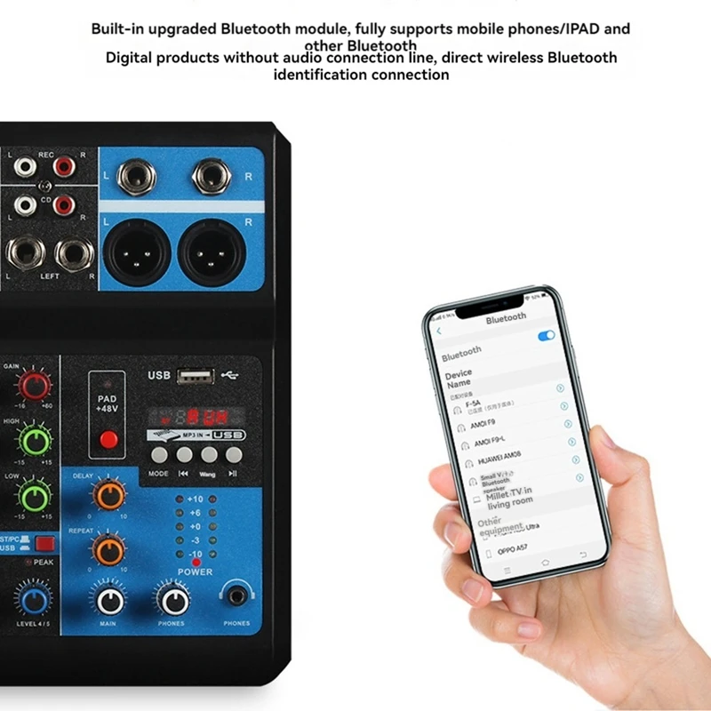 3CGRO-A5 Live Sound Card Mixing Console Mixer For Live Streaming DJ Audio Equipment Professional Audio 5Channel Sound Mixer