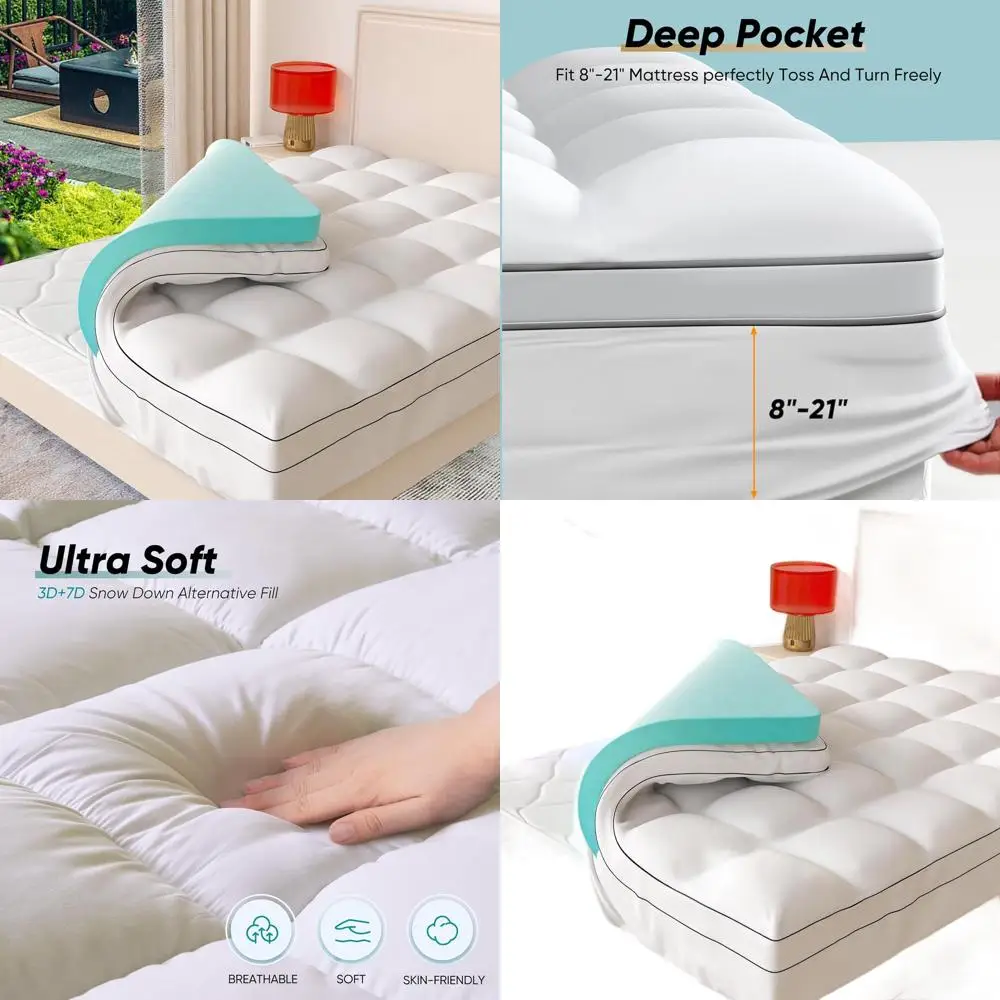 

Queen Size 4 Inch Dual Layer Mattress Topper with Gel Memory Foam and Pillow Top, Fits Mattresses 8-21 Inches Deep
