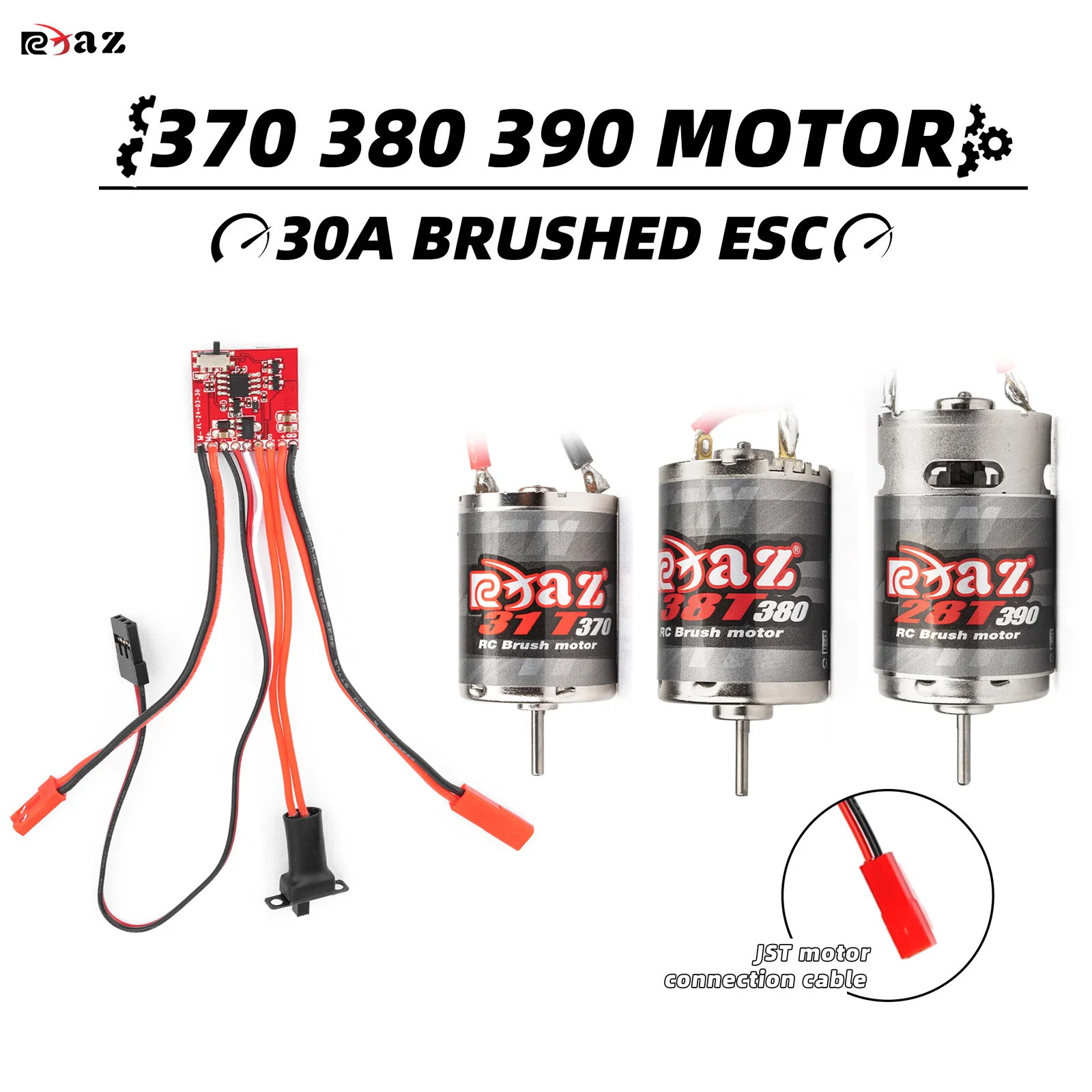 370 380 390 Brushed Motor DC MOTOR 30A KIT for 1:10 1:12 1:14 1:16 1:24 RC Monster CRAWLER AXIAL SCX24 B17 TAM54393 B17 TRX 7075