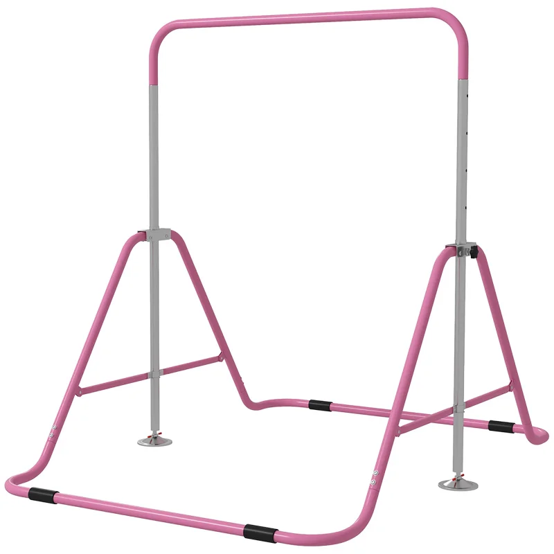 Barra de gimnasia plegable Qaba para niños con absorción de impactos, barra horizontal de gimnasia ajustable, barra Kip de gimnasia para uso doméstico