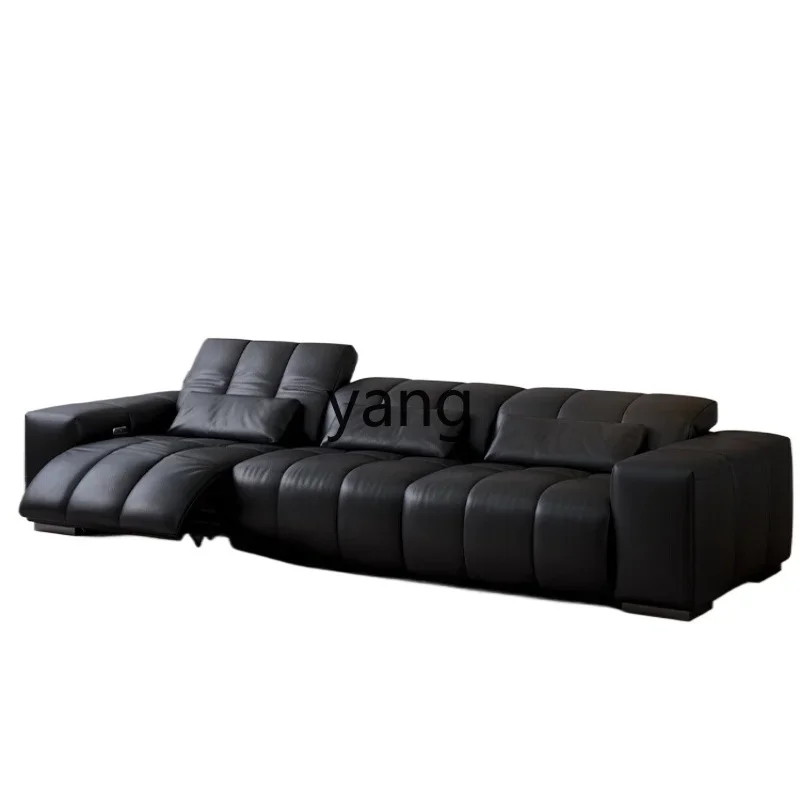 

Ltt retro style leather first layer cowhide high backrest adjustable sofa zero against the wall