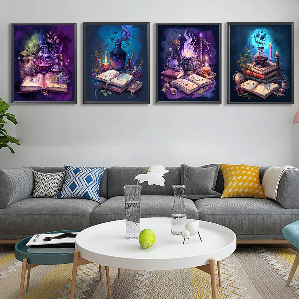 

4pcs Paint By Numbers Kit On Canvas DIY Oil Art Magic Potion Picture 40x50cm