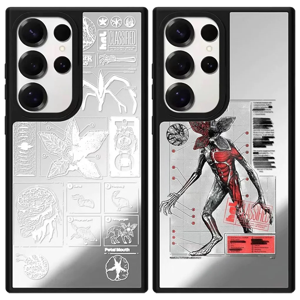 

Silver Flower Monster Mirror Surface Magnetic Case: Compatible with Samsung Galaxy S23 U S24U S25 Ultra S25+ Plus Shell