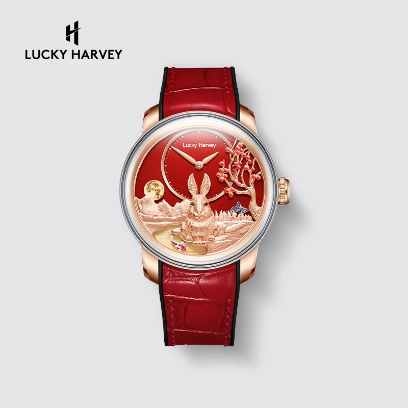 

Lucky Harvey Rabbit, ограниченная серия, механические наручные часы с 3D гравировкой, автоматический механизм, сапфировые водонепроницаемые часы для мужчин