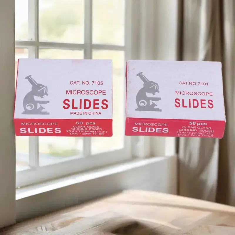 Vetrini per microscopio vuoti in vetro trasparente premium per studio biologico di base 25,4x76,2 mm, 50 pezzi