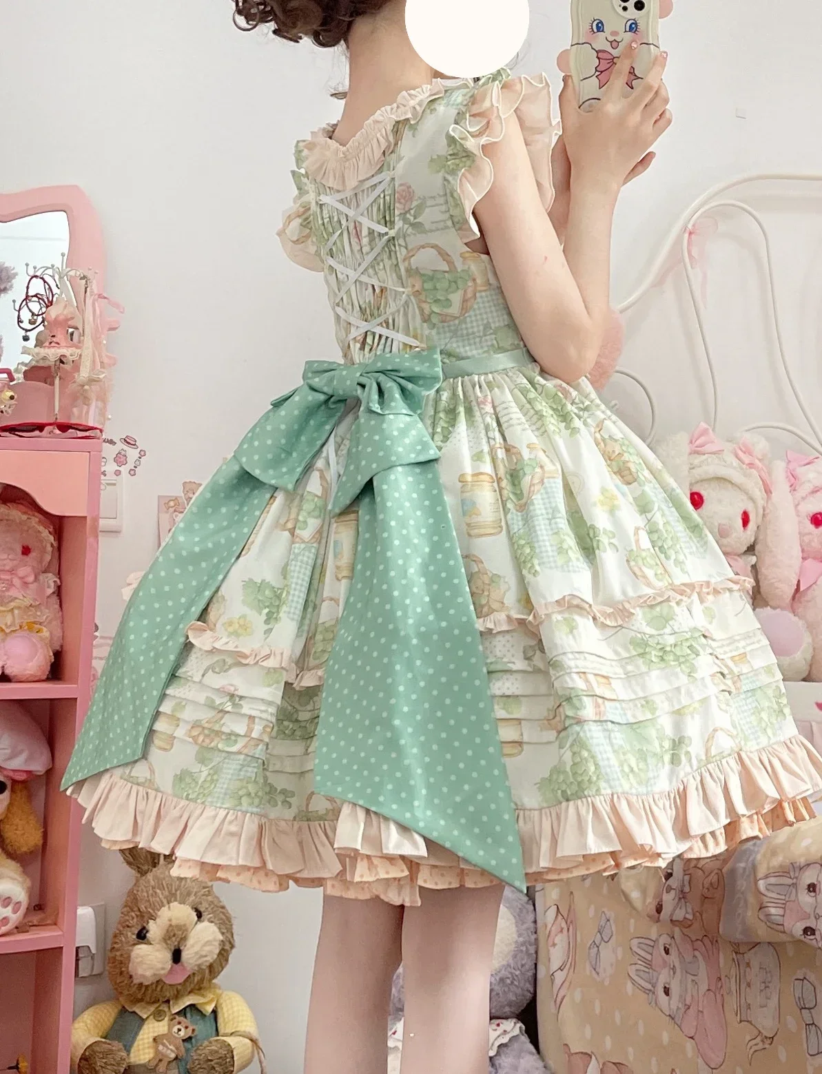 

Green Grape Orchard Original Design Countryside JSK Lolita Dress Fluffy Skirt Daily Women Girls 225