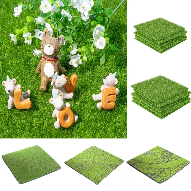 Artificial Moss Green Grass Mat Plastic Grass Micro Landscape Lawn Carpet Ornament Home Garden Fairy Garden Decor Scenery, 1Pc