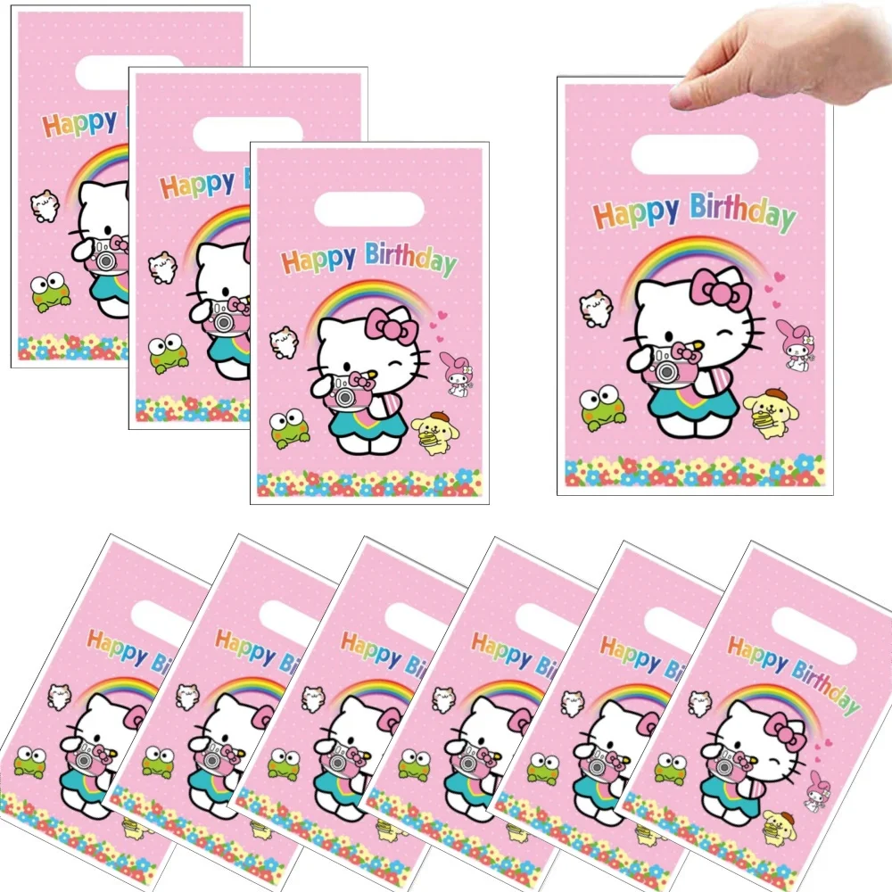 

Hello Kitty Birthday Party Gift Bag Pink Hello Cat Kitty Plastic Candy Treat Bags Kids Girls Birthday Party Supplies Decorations