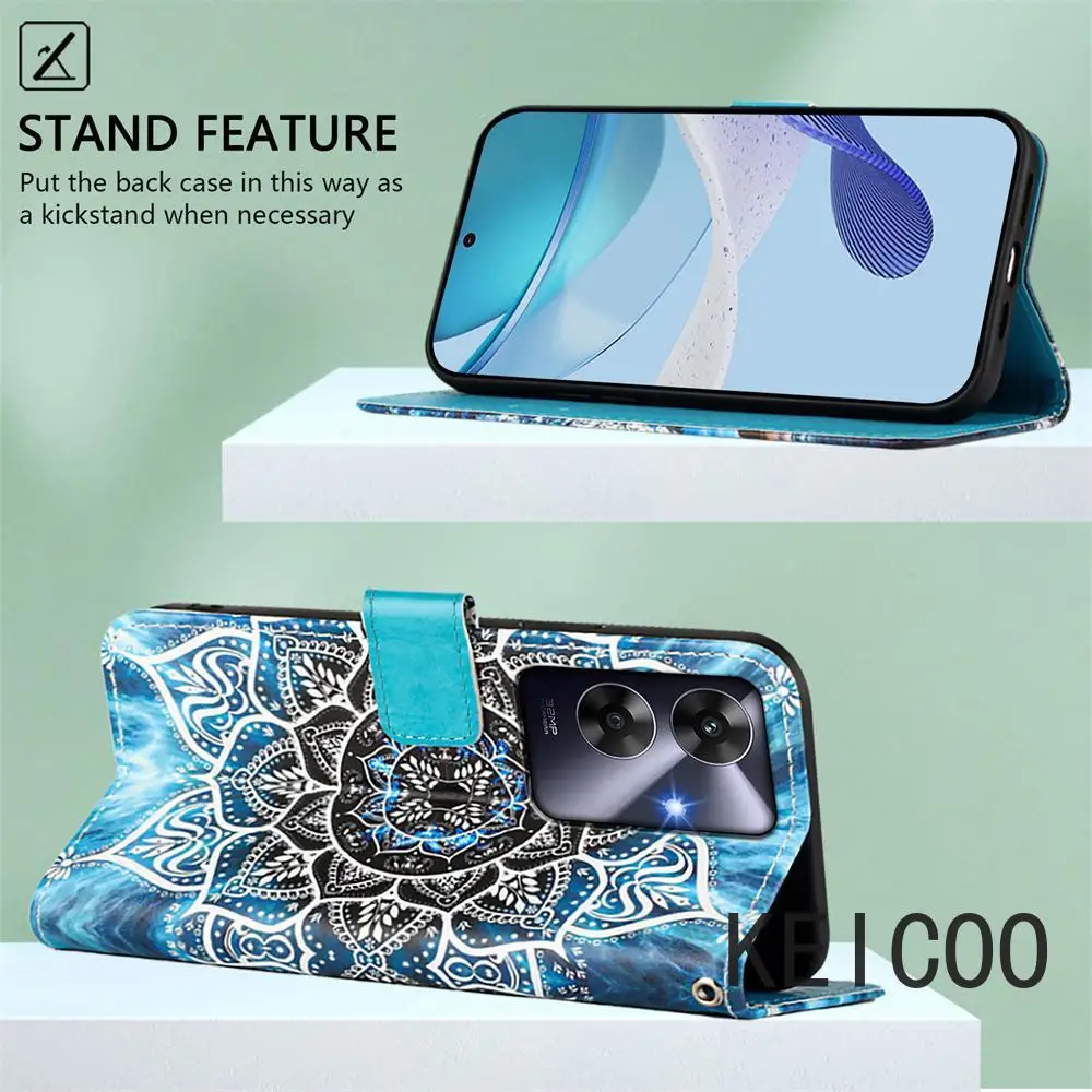 Anti Fingerprint Shell for Oppo Reno12 F Realme C61 Note 60 Pro 4G (India) Flip Cover Wallet Clip Card Slot Anti-fall Housing image 6
