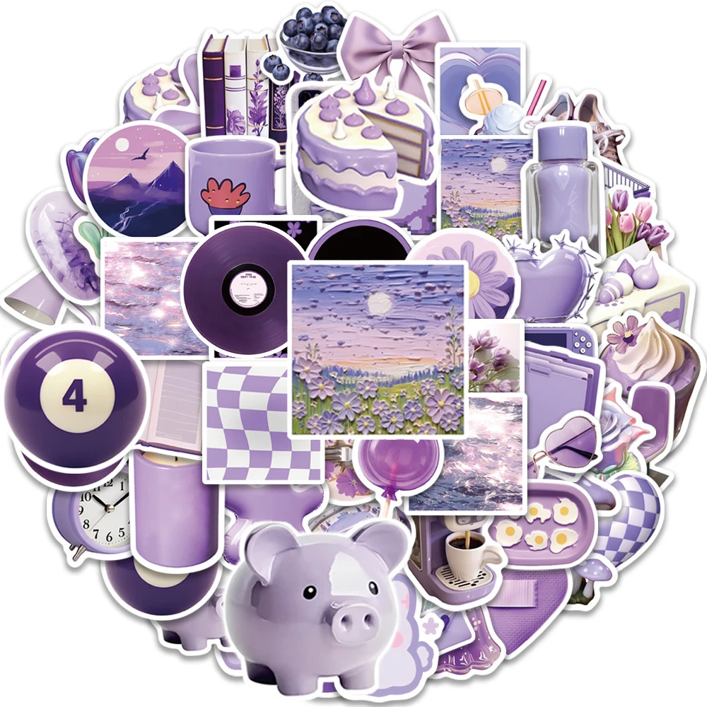 

10/30/56pcs Kawaii Ins Style Purple Aesthetic Stickers Cute Creative Sticker Laptop Scrapbooking Bike Girl Decals Decoration Toy