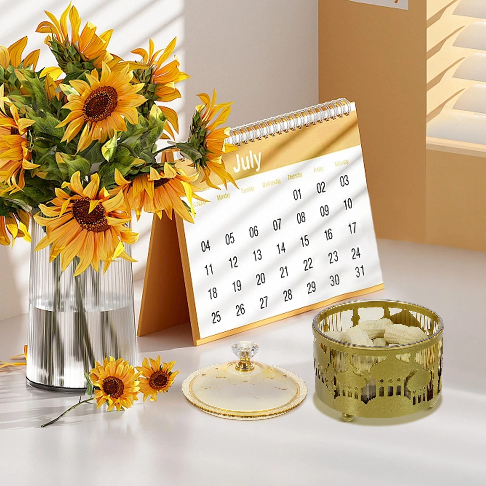 

Tray for Eid Home Decor Dried Fruit Container Metal Ramadan Dessert Serving Storage Solutions Candy