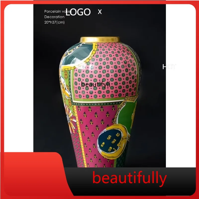 

X Lucky color hand-painted tiger vase porch exotic flower utensils household decorative ornamentsX