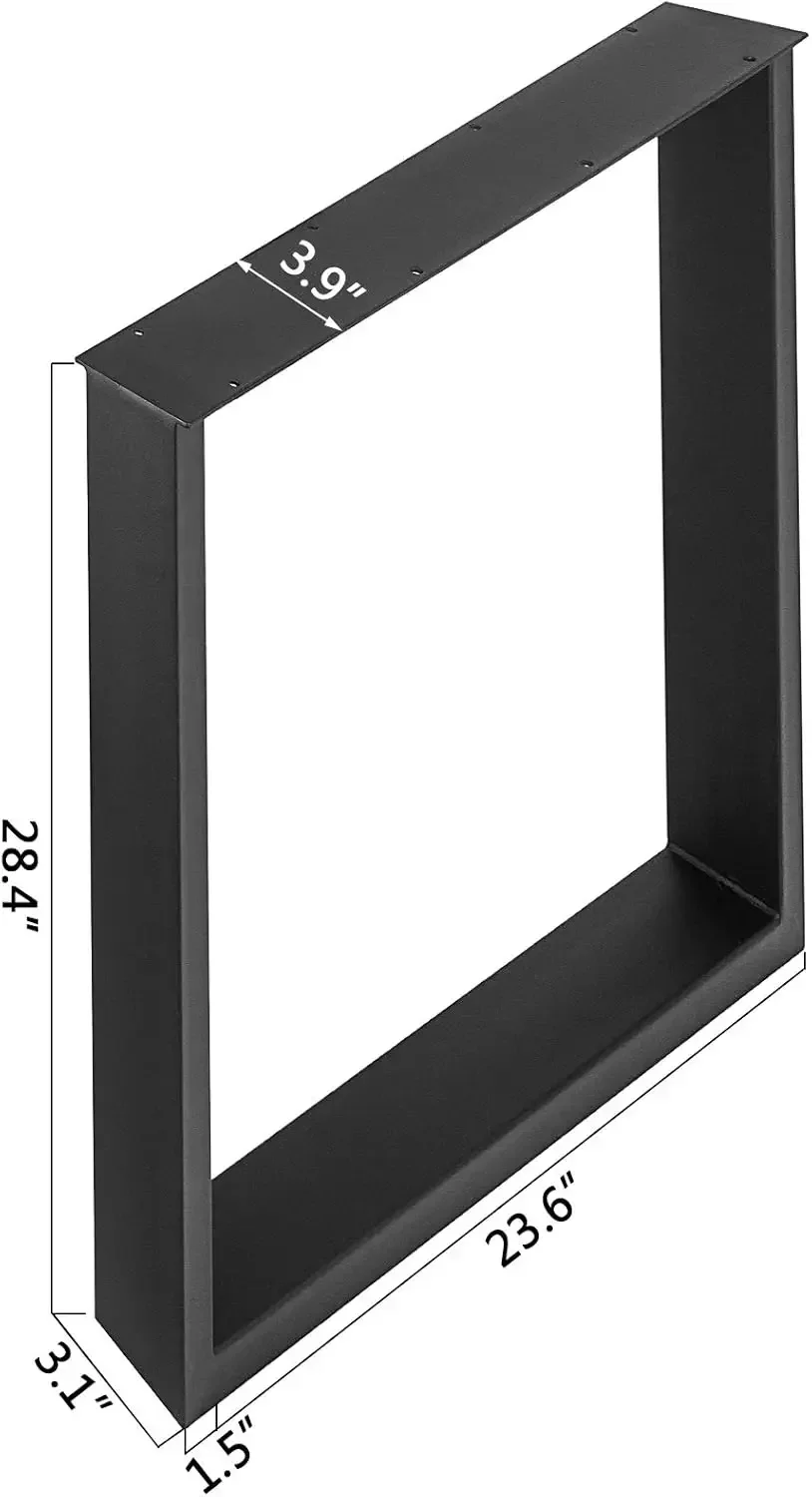 Set of 2 Steel Table Legs, 28''Height 24''Wide Dining Table Legs, Heavy Duty 3.1" Width Box Section Square Table Legs