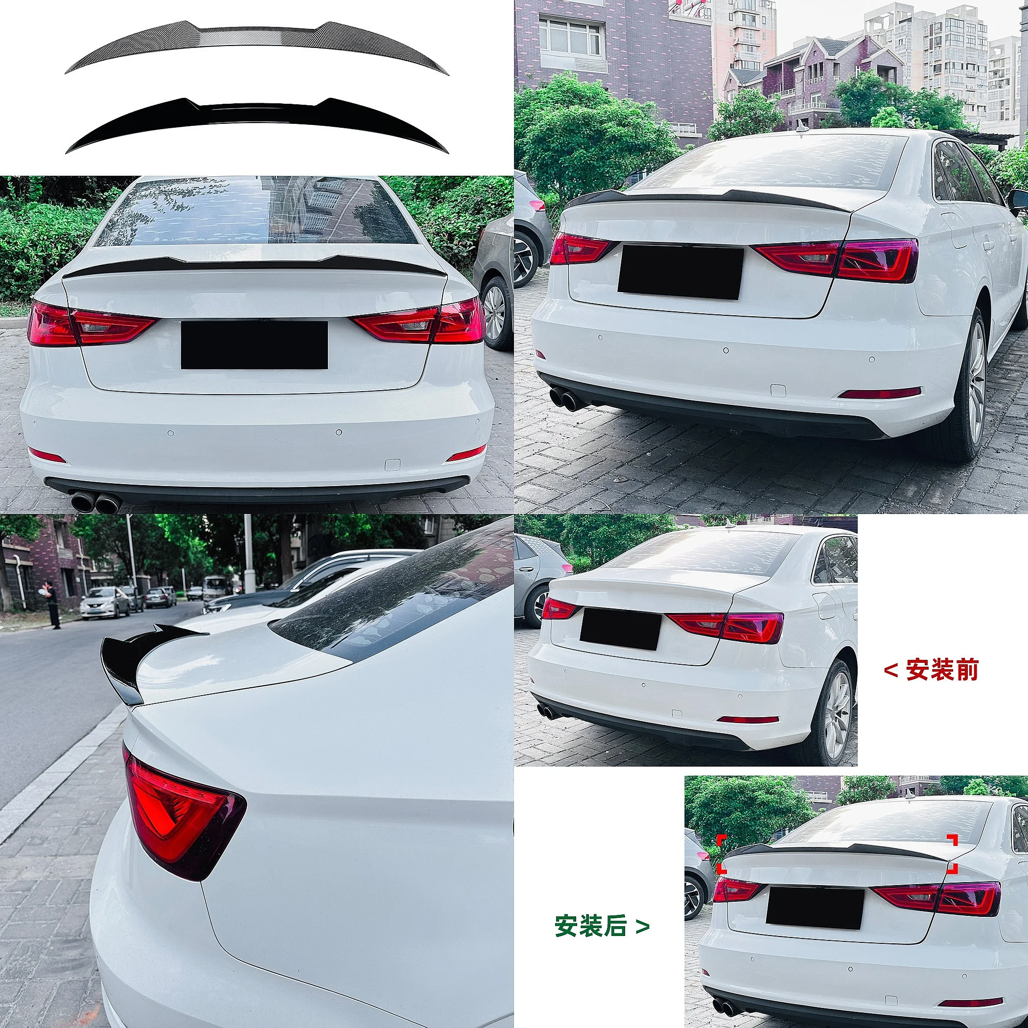 

Car Spoiler Wing For Audi A3 8V Sedan 2014-2020 M4 Style Rear Trunk Lip