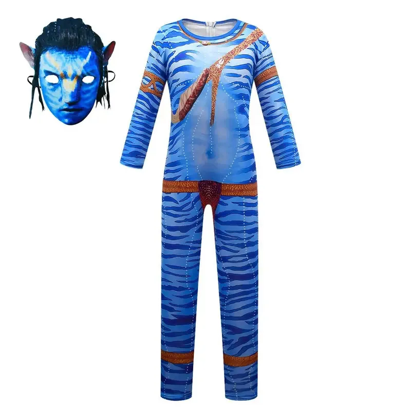 

25COSThe Way of Water Alien Cosplay Jumpsuit Gloves Mask Boys Girls Avataring 2 Cosplay Costume Halloween Party Bodysuit Clothes