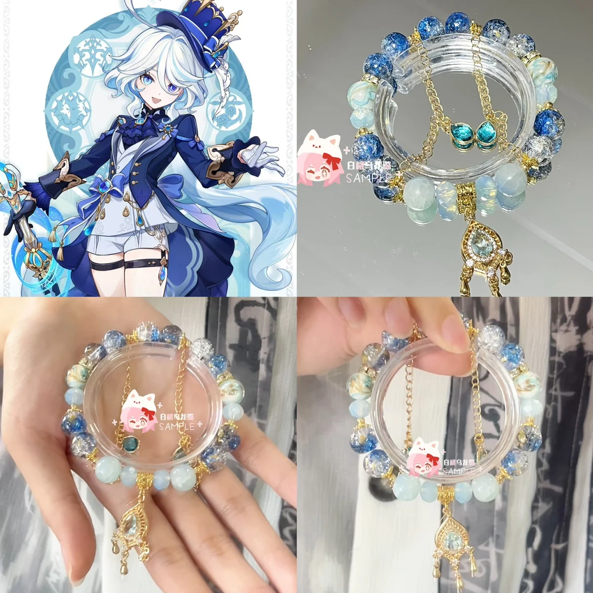 

Anime Genshin Impact Furina Focalors Cosplay Bracelet Handmade Jewelry Souvenir Ornament Mascot Accessories Xmas Halloween Gift