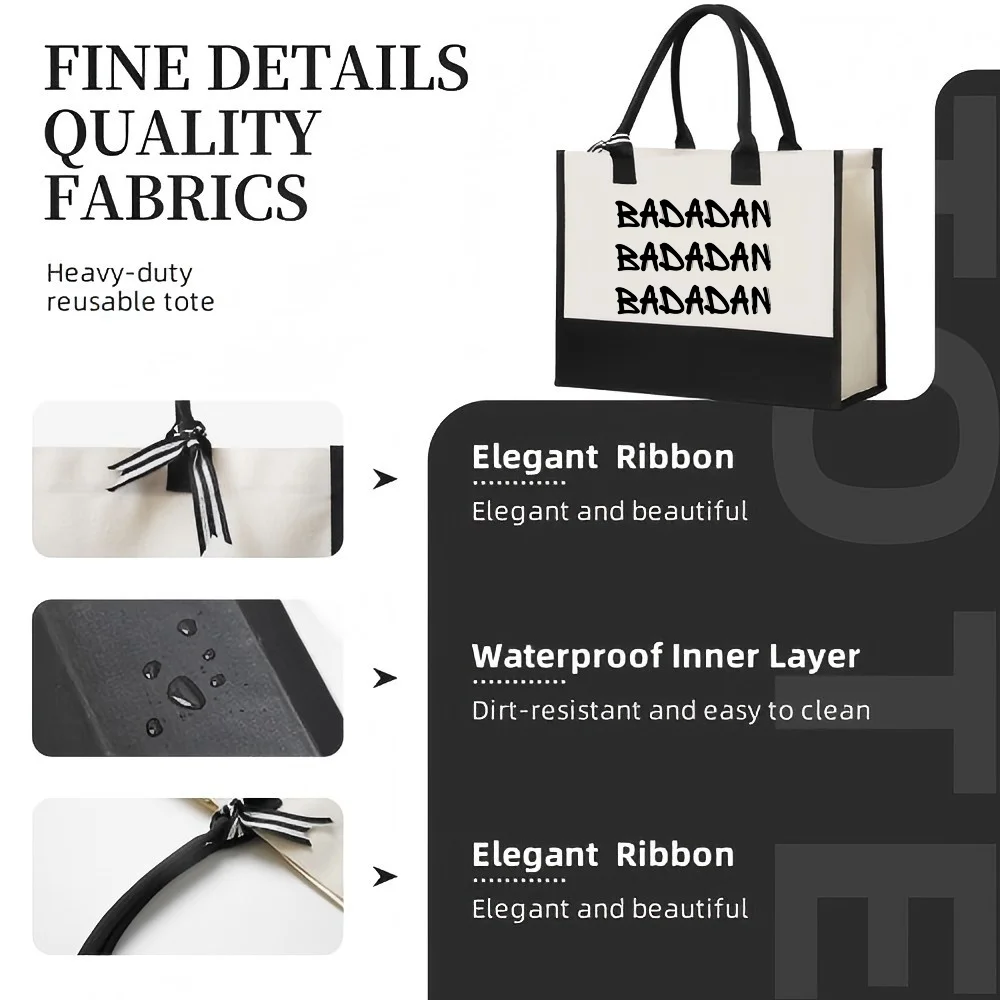 BADADAN 2026 وصول جديد موضة عملية واسعة قابلة لإعادة الاستخدام حمل حقيبة نمط طباعة 2 لهجة الثقيلة حقيبة كتف كبيرة للجميع #5