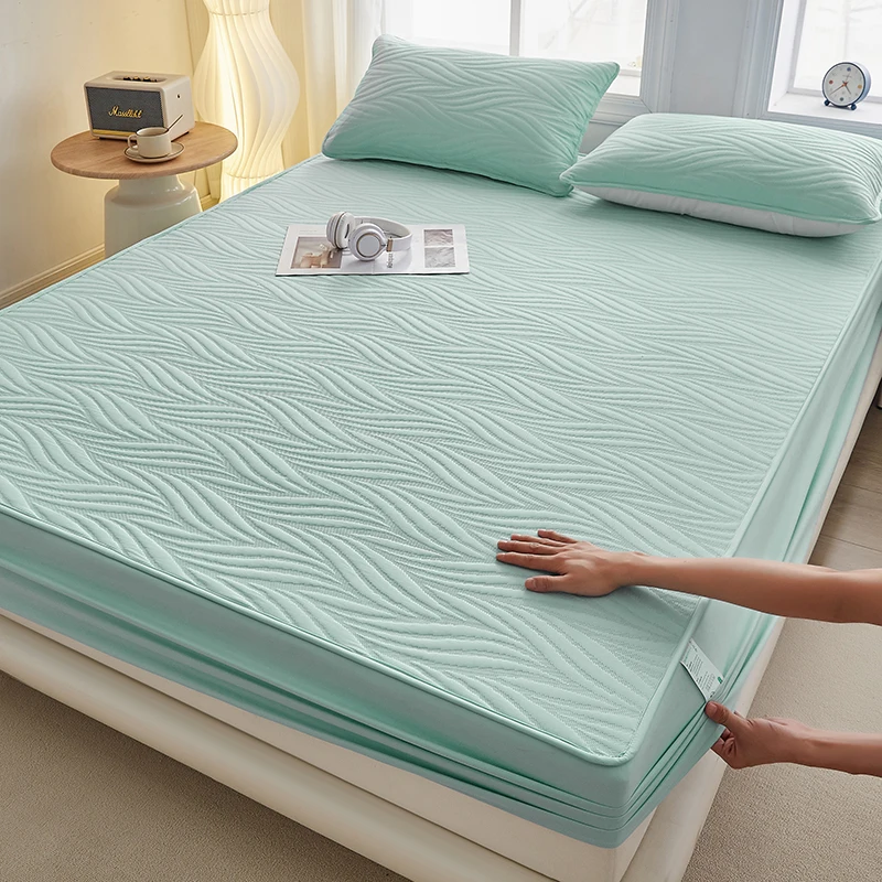 1 قطعة منحني الأزهار 100% مقاوم للماء المجهزة ورقة مع شريط مرن للأسرة واحدة مزدوجة كاملة الملكة الملك الحجم 99/137/160/180/200 #2