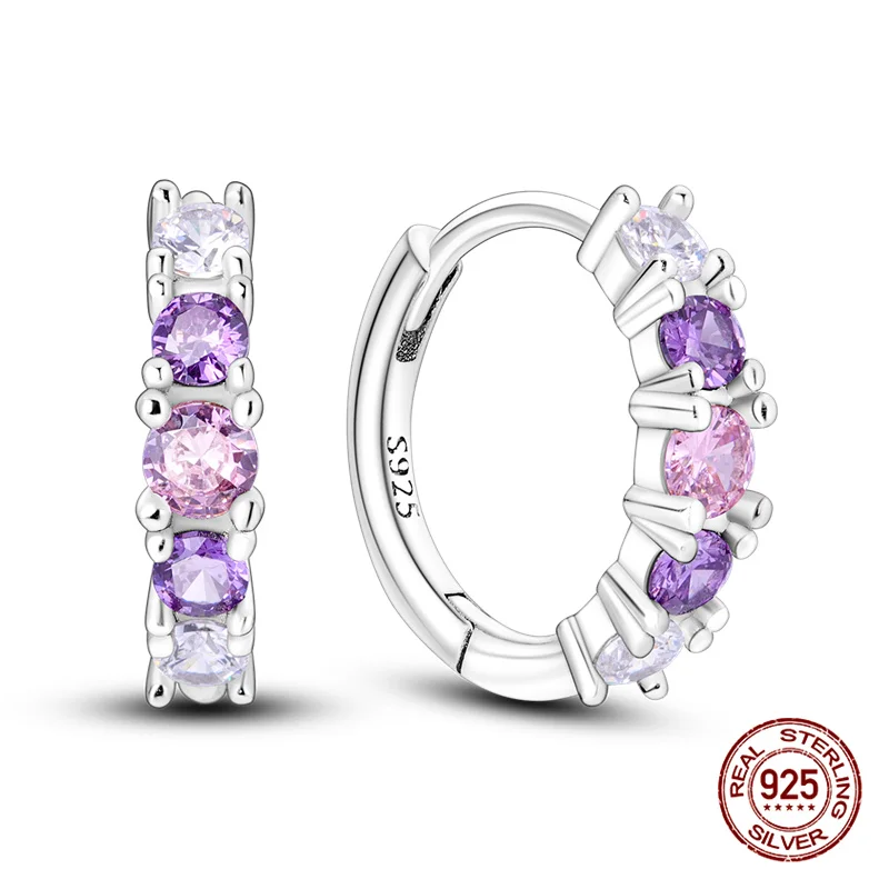 Original 925 Sterling Silver Hoop Earrings, Luxury Design