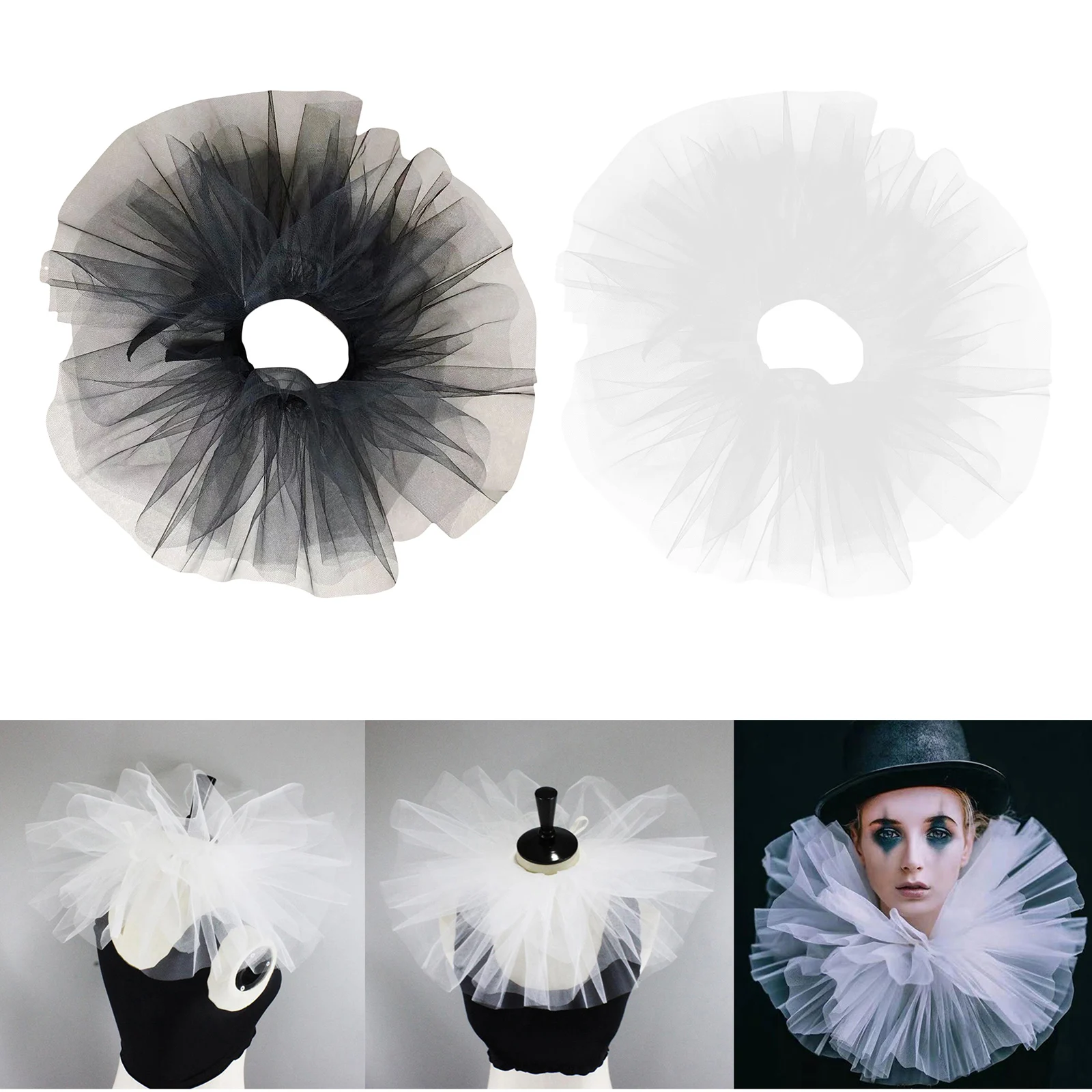 Neck Tulle Ruffle Collar Elizabethan Cosplay Mesh Faux Collar Clown Choker Gift