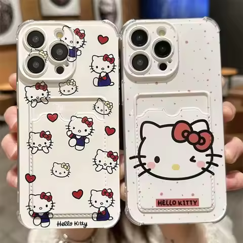 Hello Kitty Card Holder Case For Samsung S21 Ultra S22 Plus S20 FE A04 A14 A33 A73 A23 M33 M53 M54 A05 A05S A32 A52 A53 A50 A30