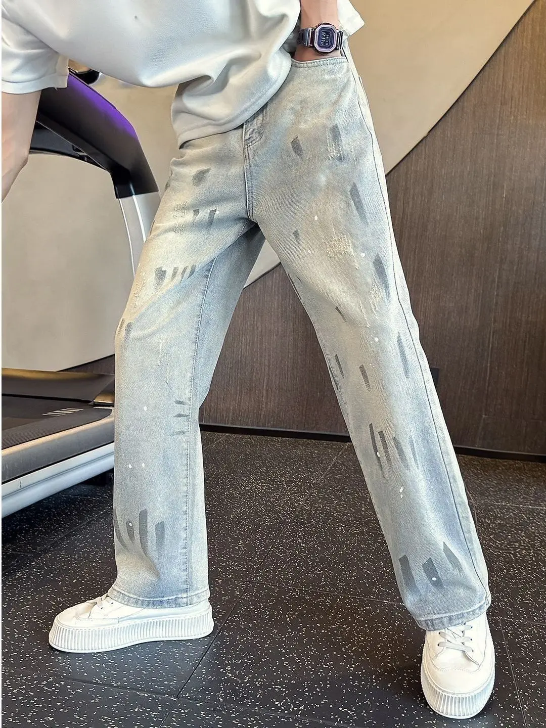 

Claw Design Men's Jeans Straight Leg Bell Bot Vintage Waed Autumn Winter Polyester Fiber mid Waist Zipper Fly