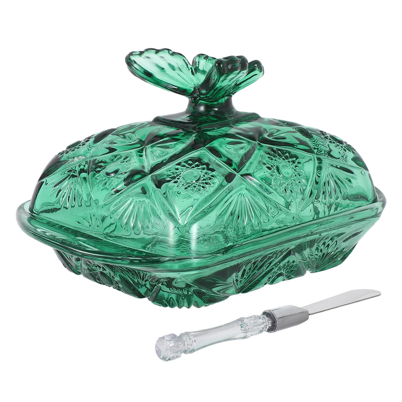 

Прозрачная стеклянная тарелка для масла с крышкой, круглый купол, герметичный контейнер для масла для холодильника, столешницы, тортов, сыра