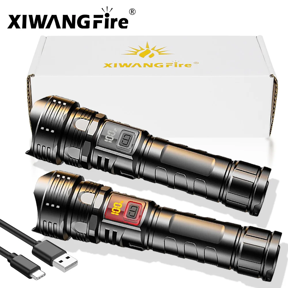 XIWANGFIRE Powerful LED Flashlight Ultra Bright Tactical Light Emergency Spotlight Zoom Torch Fishing Lamp With Built-in Battery