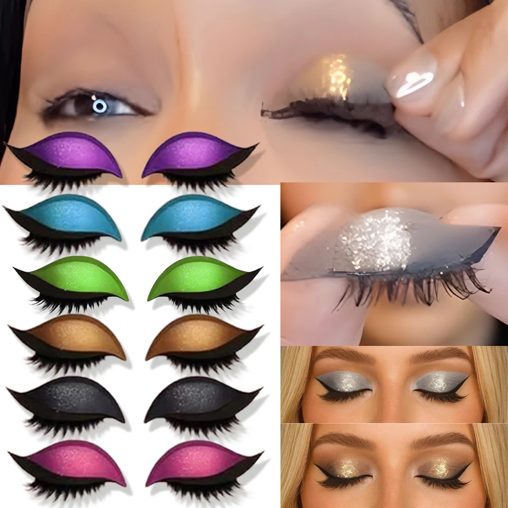 Riutilizzabile 1 paio di ombretti pigri patch per ciglia adesivo per trucco occhi 2 in 1 con ciglia finte e ombra strumenti cosmetici impermeabili