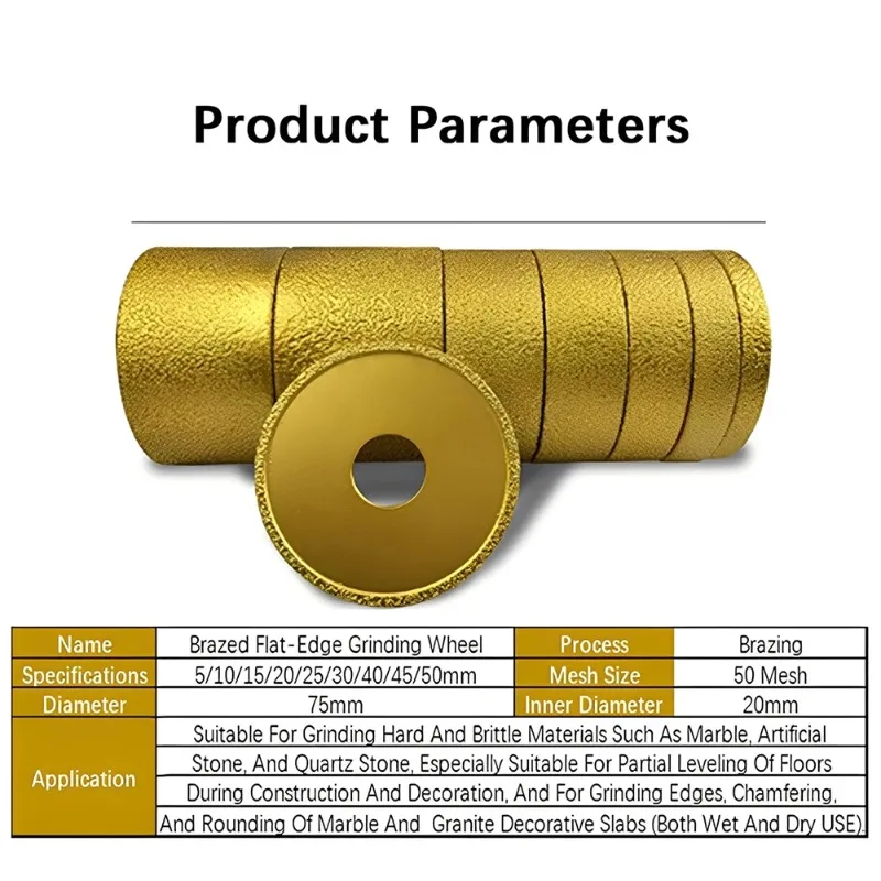 Vacuum Brazed Diamond Straight Edge Grinding Wheel for Stone Wet/Dry Grooving
