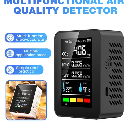 실내 실외용 공기 질 모니터, 계량기 감지, CO2 HCHO TVOC 온도 습도 포름알데히드 모니터, 5-in-1 