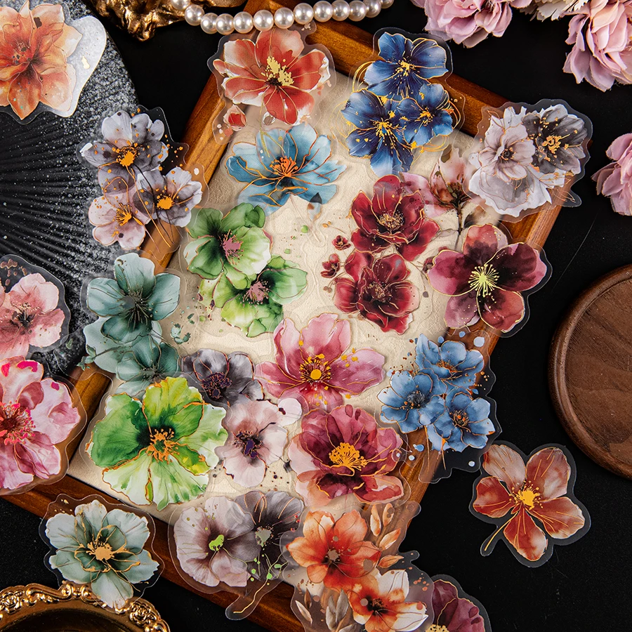 20pcs/pack special hot pressed flower series, made of waterproof PET material, stationery stickers, diaries, very suitable for D