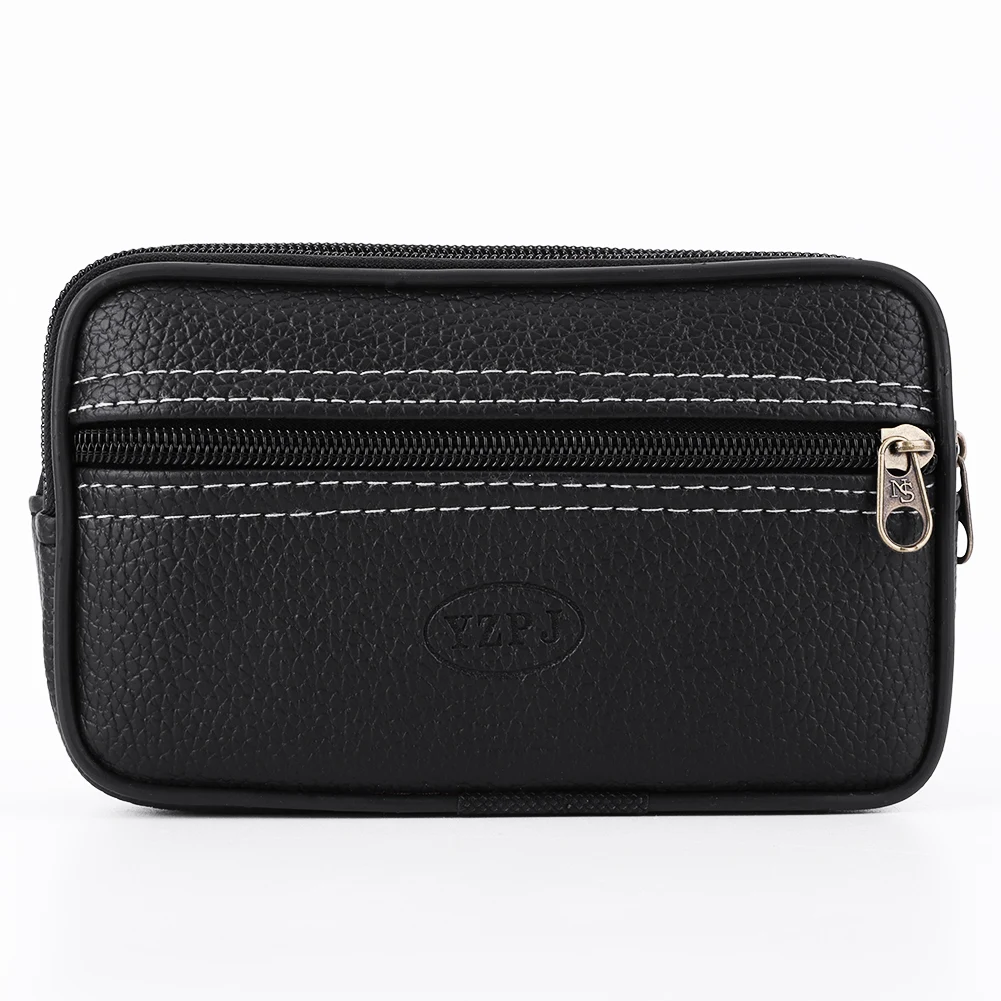 

Male Pure Color Mobile Phone Holder Zipper Outdoor Jogging Sports Running Bag Double Layers Card Holder Soft Waist Packs