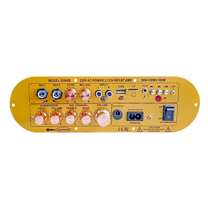 

A41Z-D900B Audio Amplifier Board Channel 2.1 Bluetooth5.0 USB Reverb Adjustment 50W+50W+100W Power Amplifier Board EU PLUG