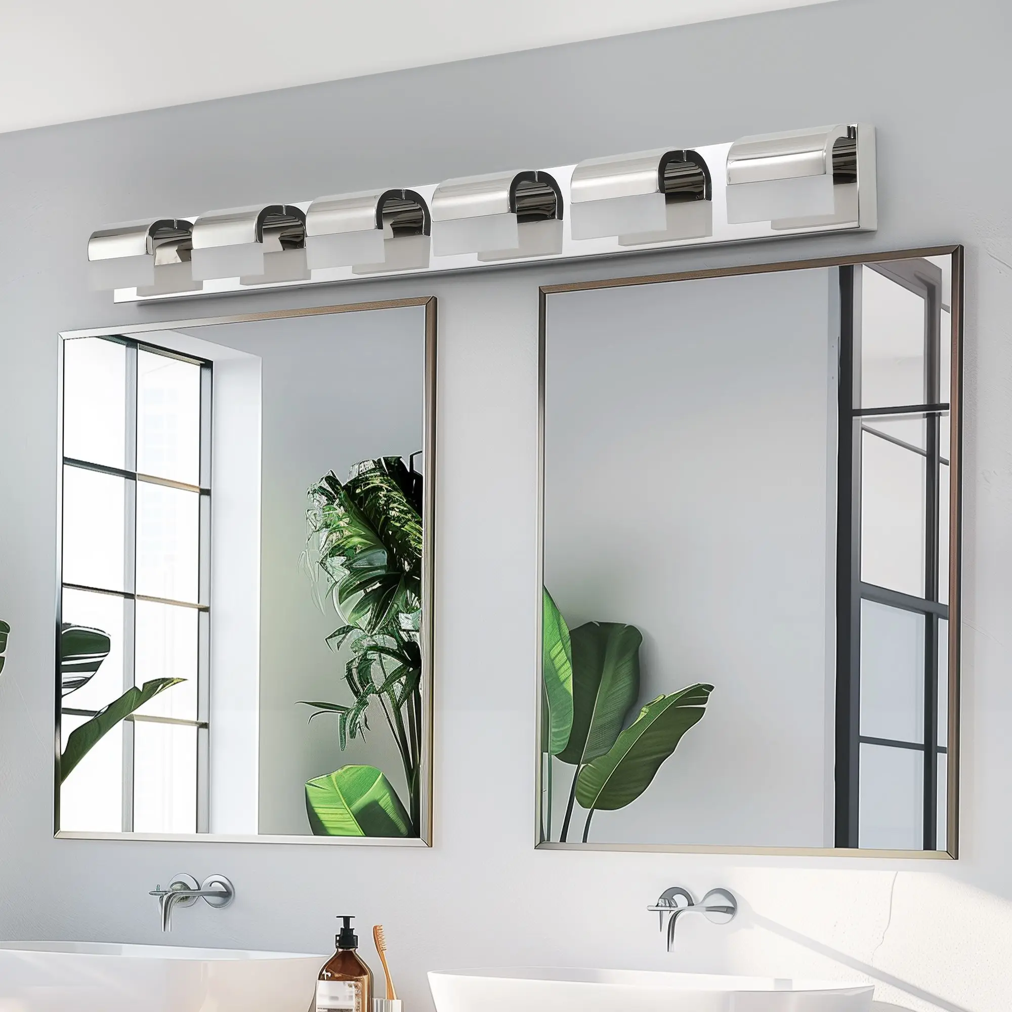 DB Modern 6-Light LED Bathroom Vanity Lighting Aluminum Finish Mirror Bath Wall Lights Indoor Application IP44 Rating Model