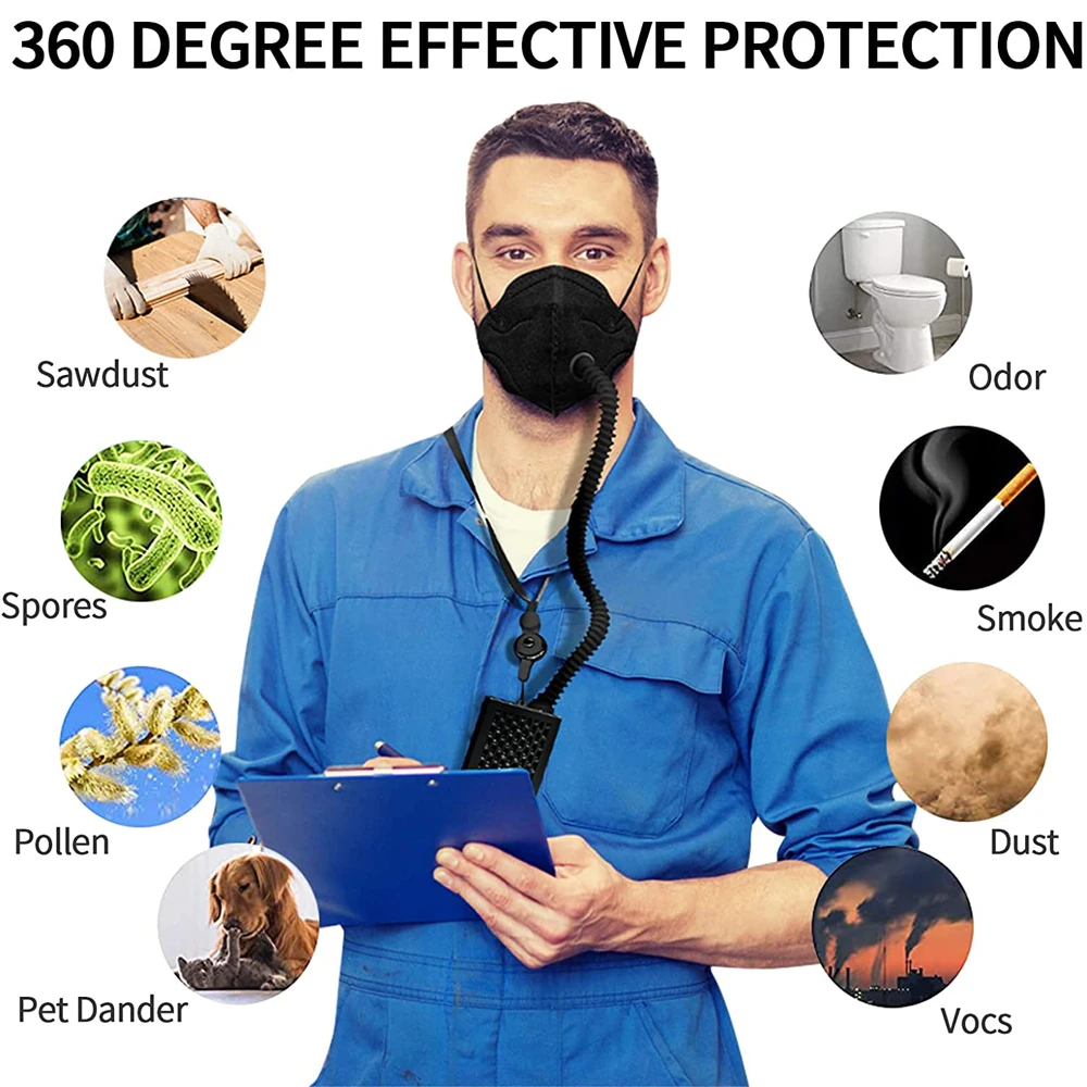 Electric KN95 Mask with Fan - Air Purifying Respirator, Replaceable Filter - Breathable for Dust, Woodworking & Construction