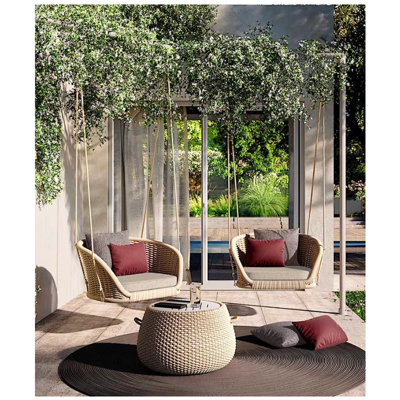 Outdoor Garden Swing Single Double Outdoor Rattan Hanging Basket Chair