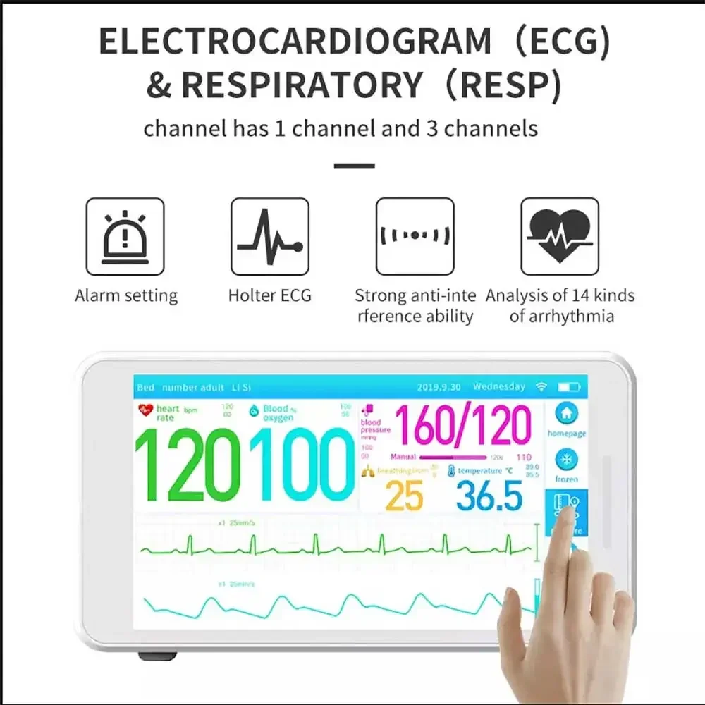 Portable 5.5-inch Touch Screen Patient Monitor Human/Vet/Newborn Use 6-Parameter Vital Signs Monitor