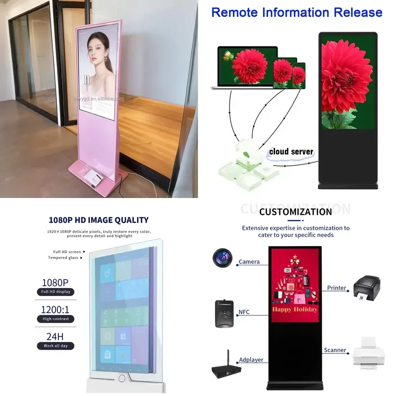 43/50/55Inch Indoor Floor Standing Lcd Screen Store Advertising Players Advertising Display Kiosk Digital Signage