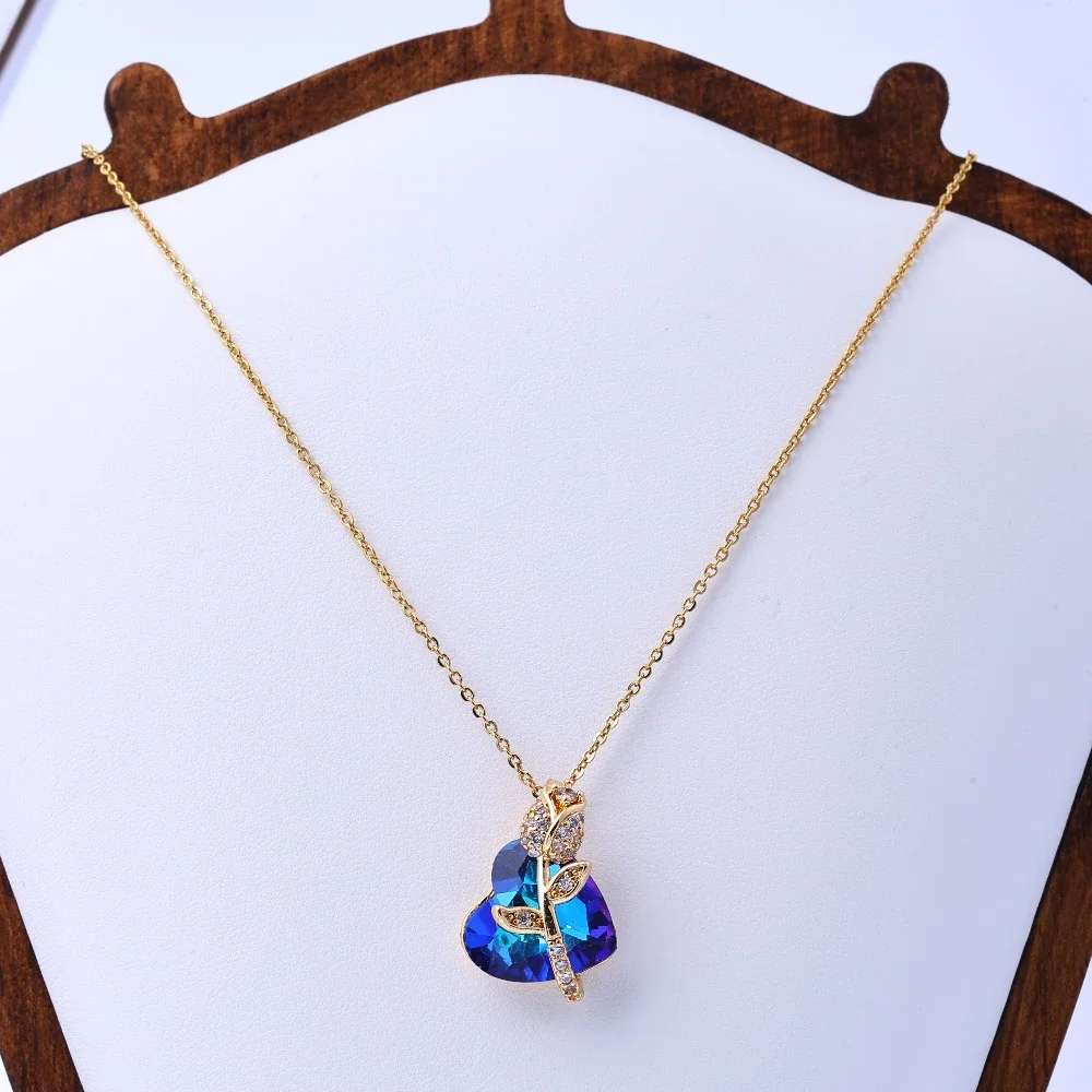 Heart of the Ocean Titanium Steel Fade Necklace Love Rose Niche Light Luxury Feminine Clavicle Chain Versatile Sense of Luxury