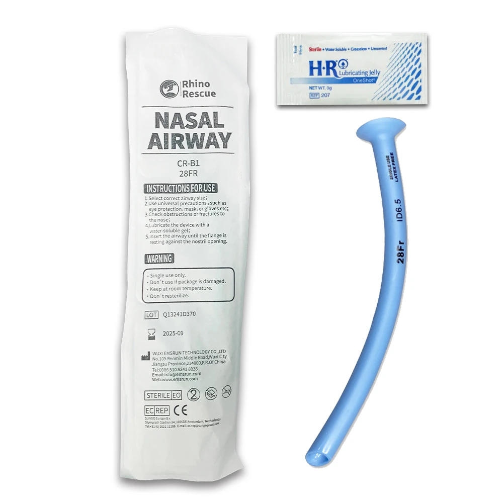 Rhino Rescue Nasopharyngeal (Nasal) Airway NPA With lubrican Nasopharyngeal Airway 28FR (2-Pack)