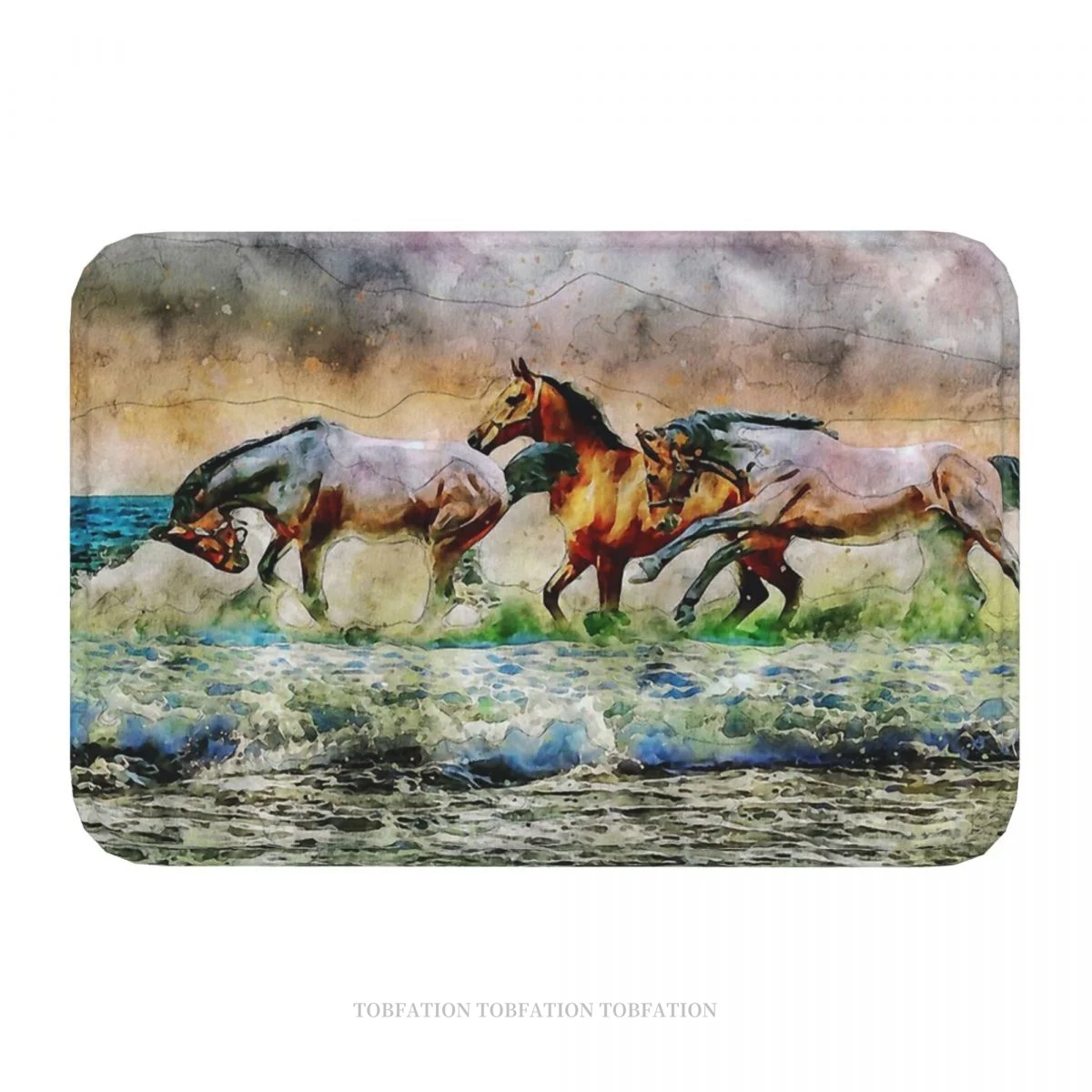 Galloping Horse Run Quickly Non-slip Doormat Running Beach Bath Kitchen Mat Welcome Carpet Home Modern Decor